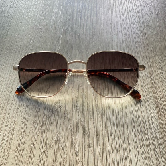 quay australia big time brown gold tortoise arms round geometric sunglasses NEW